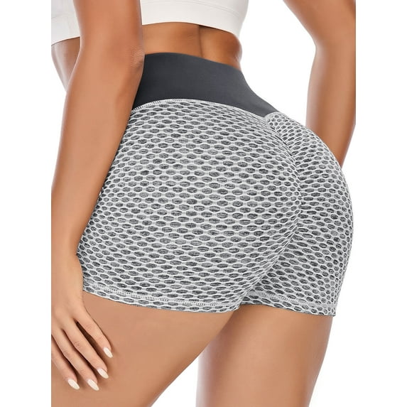 Butt Lifting Yoga Shorts for Women High Waist Tummy Control Hot Pants Textured Ruched Sports Gym Running Beach Shorts