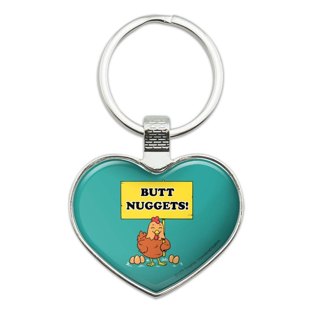 Humour Key Rings Butt Nuggets Chicken Eggs Funny Humor Keychain Heart Love Metal Key ...