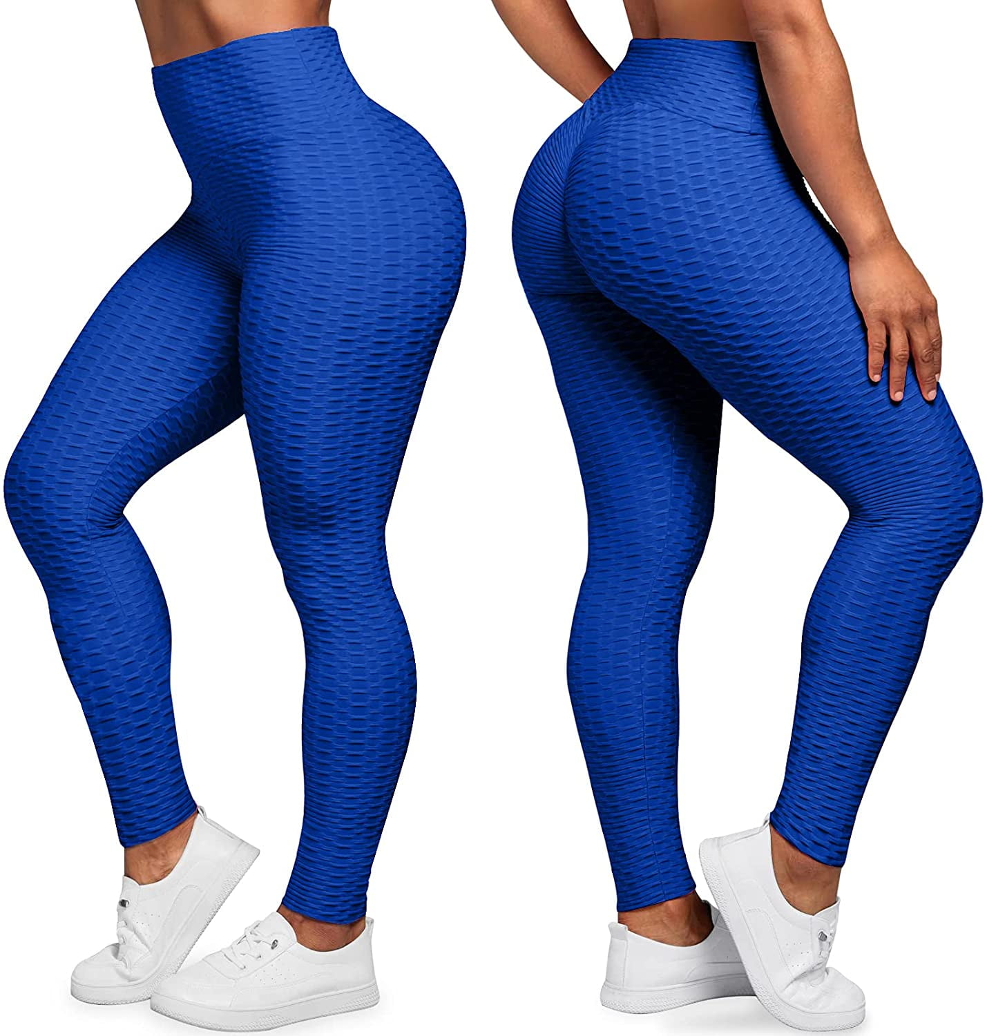 Ladies High Waisted Compression Leggings with Ruched Butt Detail -  Turquoise Ombre