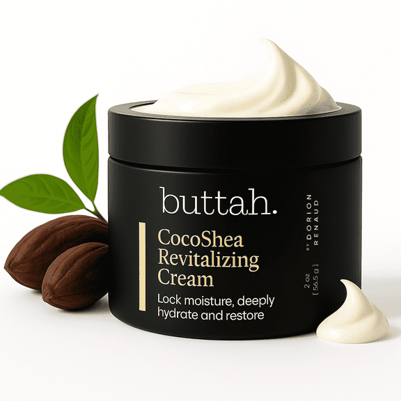 Buttah Skin CocoShea Revitalizing Cream 2oz - Natural & Organic African Shea & Cocoa Butter - Best Face Moisturizer for Dry Skin - Skin Protectant for Melanin Rich Skin
