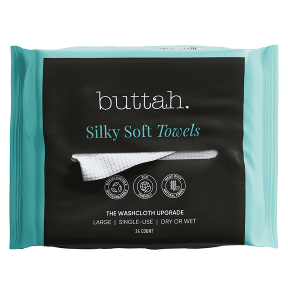 Buttah Skin by Dorion Renaud Silky Soft Face Towels, Single-Use Disposable Facial Towels, Cleanse & Dry Skin, Biodegradable, 24 Count