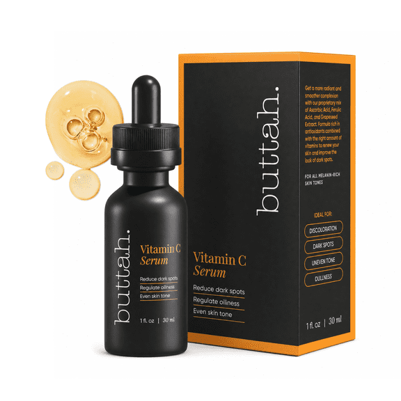 Buttah Vitamin C Serum for Face with Vitamin E, Ferulic Acid & Green Tea, 1 FL Oz / 30mL