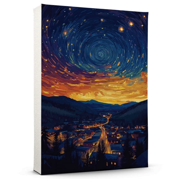 Butte Travel Canvas Art Print, Montana Canvas Wall art, Butte Travel Canvas Starry Night, Montana Decor Travel Artwork - 95AZ203