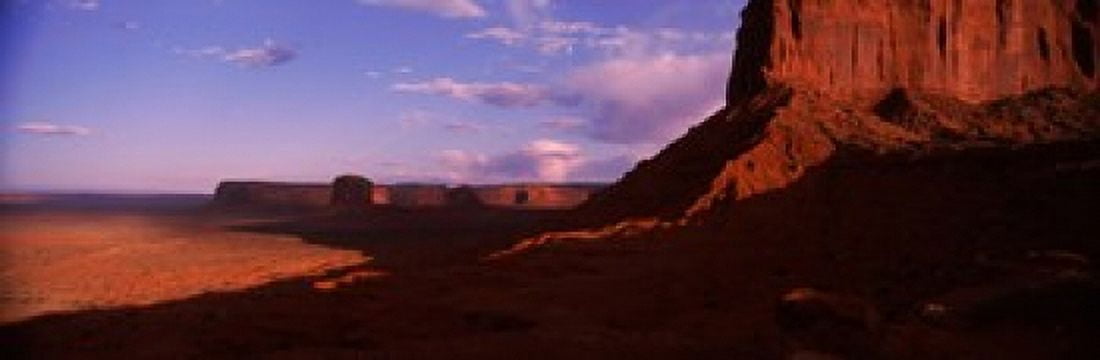 Butte rock formations at Monument Valley Arizona USA Canvas Art - Panoramic Images (36 x 12)