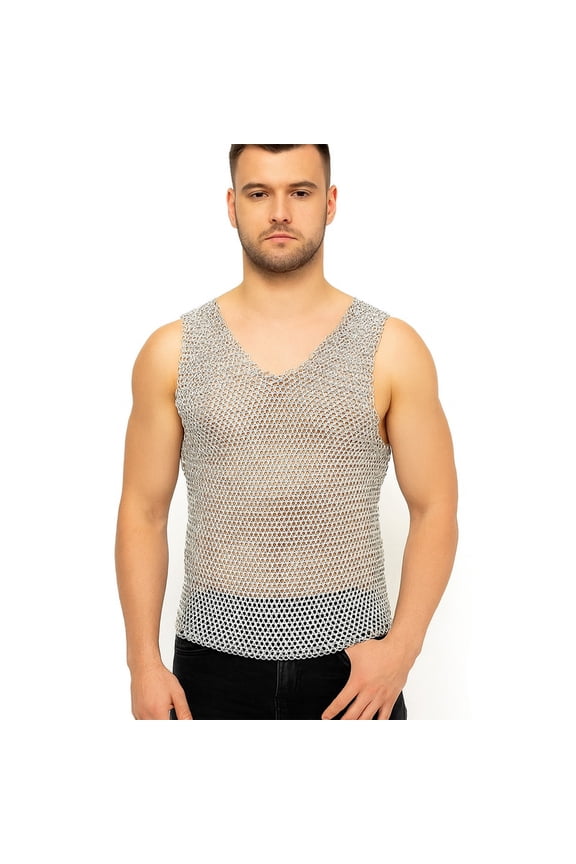 Butted Aluminum Chainmail Vest Sleeveless Chain Mail Shirt Medieval Knights Armor Chainmaille Costume