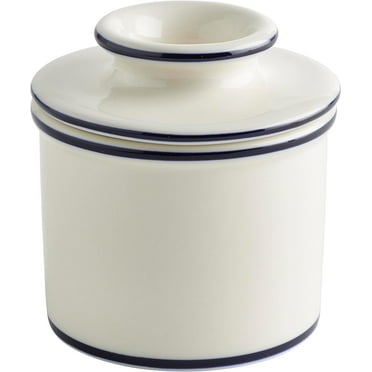 Butter Bell® Crock - Original Countertop French Ceramic Dish by L. Tremain, Le Bistro White/Blue, 4 in.