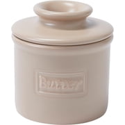 Butter Bell  Crock   Caf  Matte Beige Ceramic Butter Holder with Lid, Keeper for Spreadable Butter
