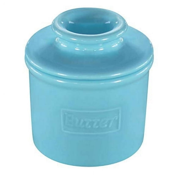 Butter Bell® Crock – Café Retro Sky Blue Ceramic Butter Holder with Lid, Keeper for Spreadable Butter