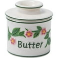 thumbnail image 1 of Butter Bell® Crock – Farmhouse Hand Painted Raised Floral Ceramic Butter Holder with Lid, Keeper for Spreadable Butter, 1 of 9
