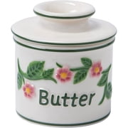 Butter Bell  Crock   Farmhouse Hand Painted Raised Floral Ceramic Butter Holder with Lid, Keeper for Spreadable Butter