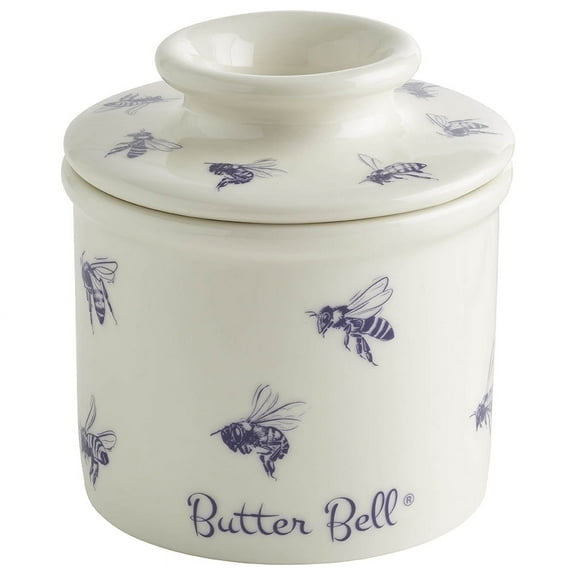 Butter Bell® Crock – Farmhouse Honey Bee Pattern Ceramic Butter Holder with Lid, Keeper for Spreadable Butter