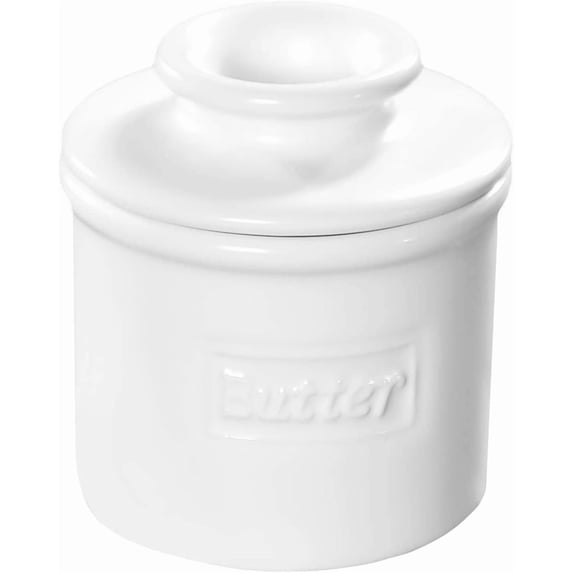 Butter Bell® Crock – Café Matte White Ceramic Butter Holder with Lid, Keeper for Spreadable Butter