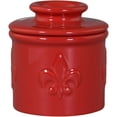 thumbnail image 1 of Butter Bell - The Original Butter Bell crock by L Tremain, a Countertop French Ceramic Butter Dish Keeper for Spreadable Butter, Fleur de Lis Collection (Cerise), 1 Piece, 3.94 x 3.94 x 4.14 Inches, 1 of 8