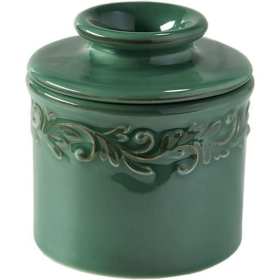 Butter Bell® Crock – Antique Emerald Ceramic Butter Holder with Lid, Keeper for Spreadable Butter