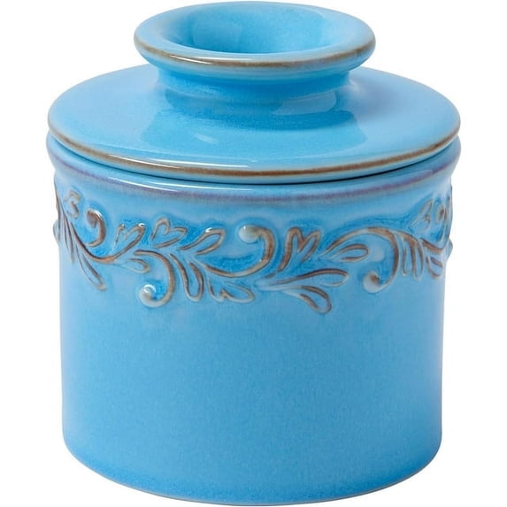 Butter Bell® Crock – Antique Light Blue Ceramic Butter Holder with Lid, Keeper for Spreadable Butter