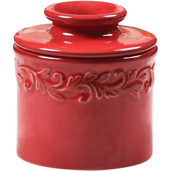 Butter Bell® Crock – Antique Rouge Ceramic Butter Holder with Lid, Keeper for Spreadable Butter