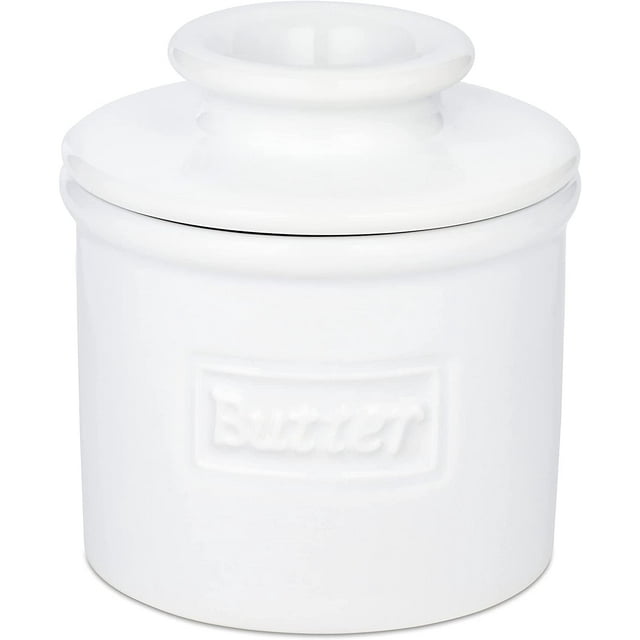 Butter Bell® Crock - Original French Ceramic Dish by L. Tremain, Café Retro White, Glossy Finish
