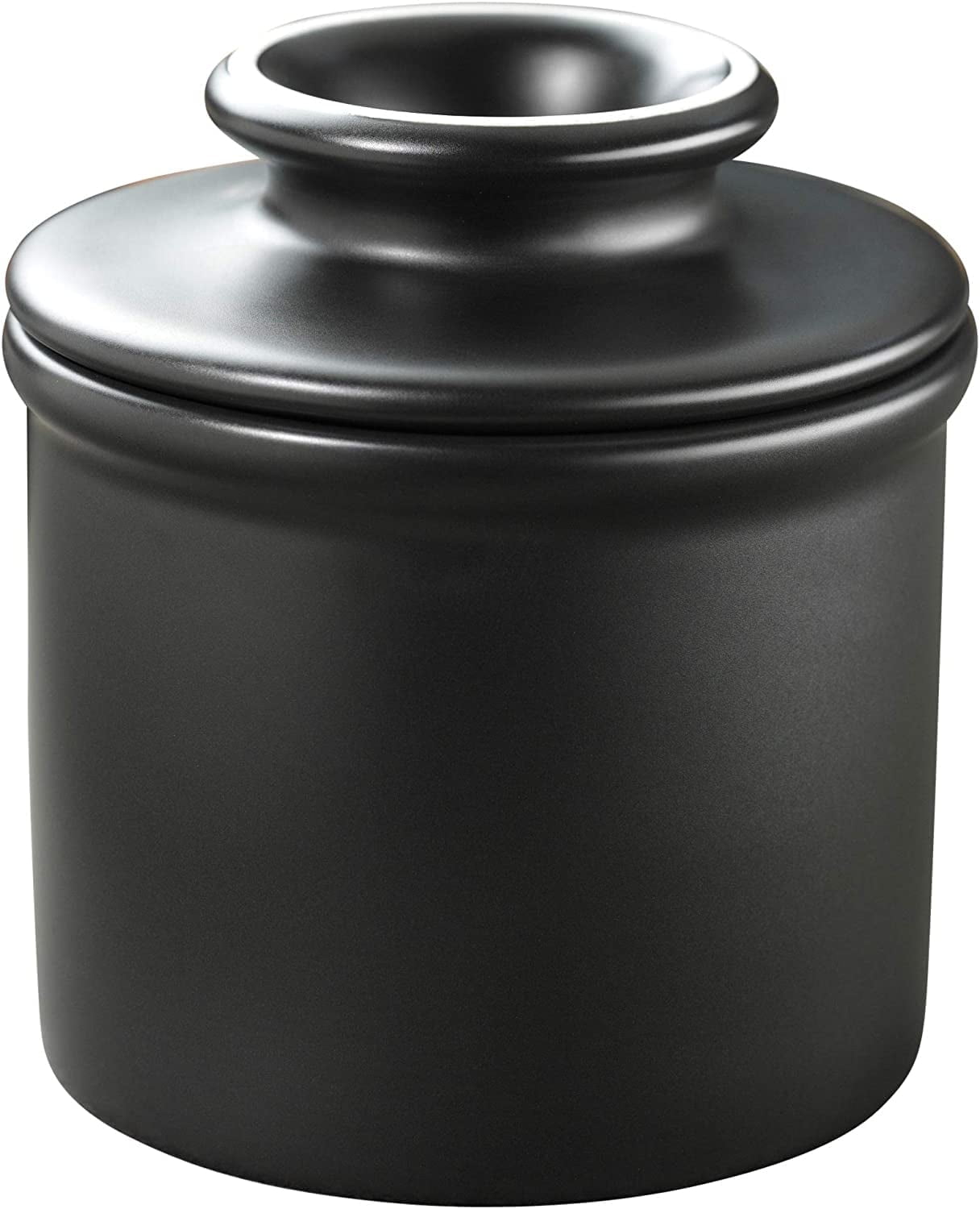 Matte Black Ceramic Butter Bell Crock for Spreadable Butter