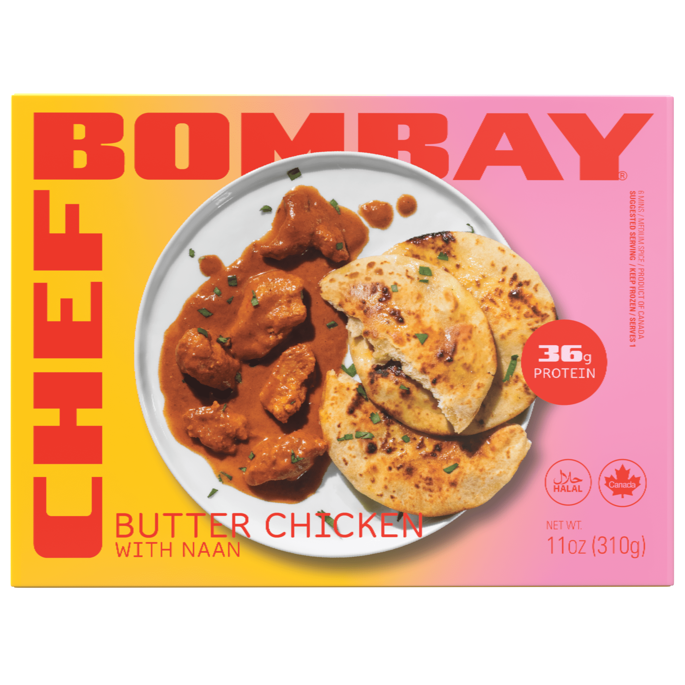 Butter Chicken with Naan. 11 oz Frozen Meal. Ready to Eat.