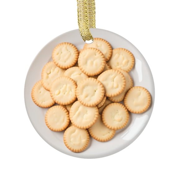 Butter Cookies on a Plate Cookie Lovers Food Double Sided Ceramic Foodie Novelty Holiday Christmas Xmas Tree Ornament Gift Accessory (Flat Printed Design, NOT 3D)