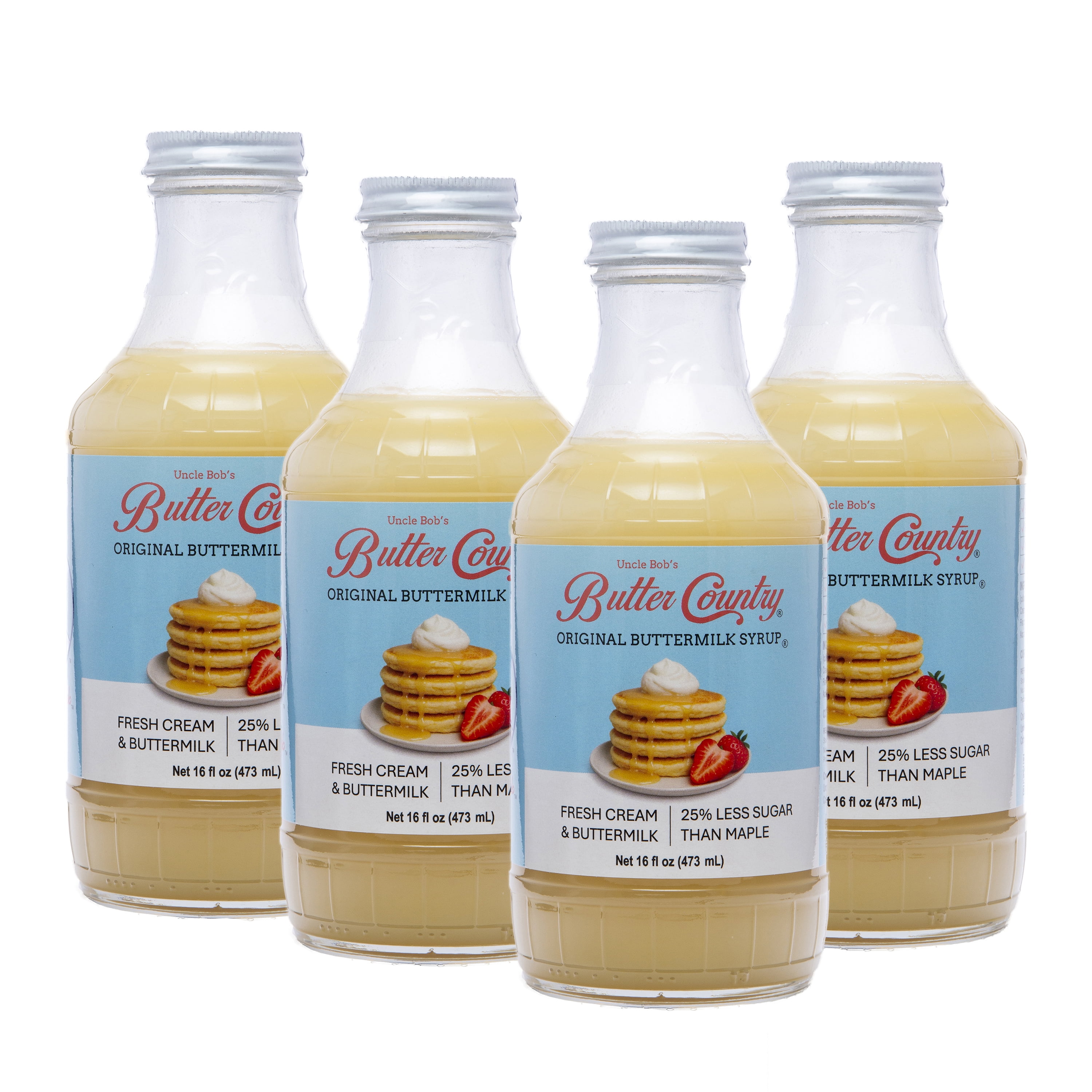 Butter Country Rich and Creamy Buttermilk Syrup | Original Buttermilk Flavor | 16 fl oz/4 Pack