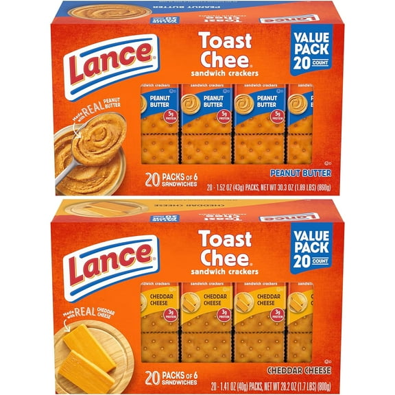 Butter Crackers, Lance Toastchee Cheddar , Butter Cookies, Snack Crackers, Sandwich Crackers, Lance Butter Crackers for a total of 40 units