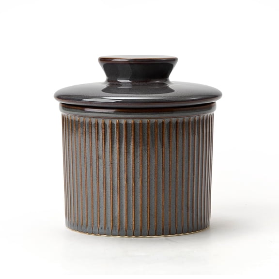 Butter Crock Eggplant Reactive Glaze Countertop Storage