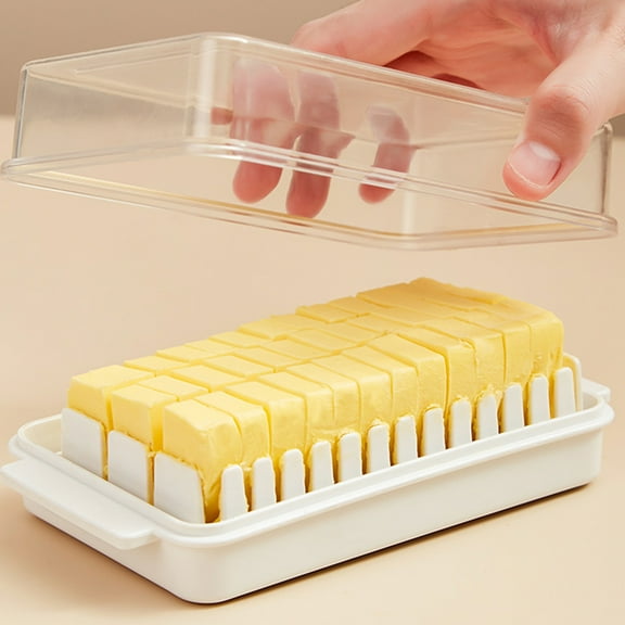 Butter Cutter under $5! Cagogo Butter Cutting Box with Lid, Cheese Cutter and Storage Container, Refrigerator Fresh Keeper for Food Preservation, Plastic Kitchen Organizer for Blocks Spreads