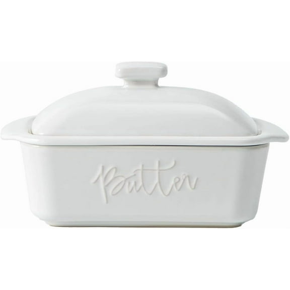 Butter Dish, 10 oz Ceramic Butter Keeper with Water Line, French Butter Dish with Lid for Countertop