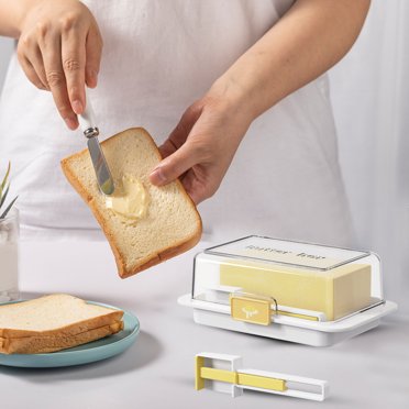 Butter Dish With Built-in Cutter Slicer - Clear Airtight Container For Storage & Neat Slices