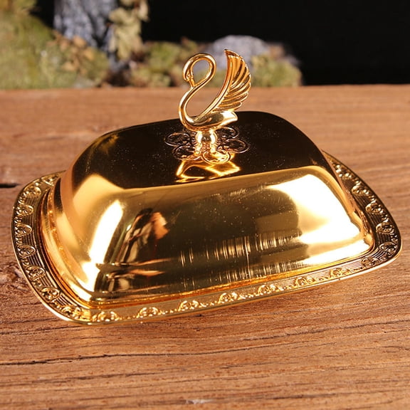 Butter Dish Box Serving Tray Kitchen Dinnerware Cheese Server for Restaurant Golden