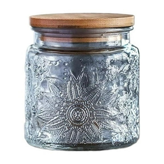 Butter Dish Cubic Embossed Patterned Glass Jar for Storing Candies In the Kitchen