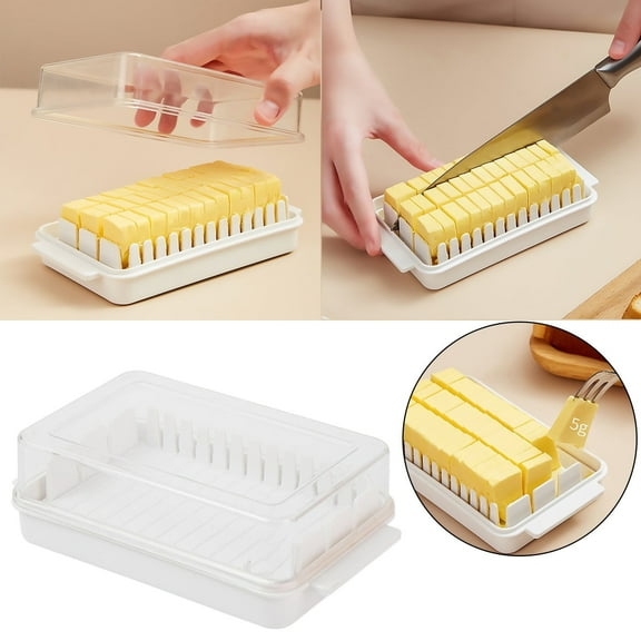 Butter Dish with Lid, 1Pc Plastic Butter Dish Transparent Butter Holder, Butter Container for Refrigerator Countertop, Airtight Butter Keeper Dishwasher Safe Butter Tray Butter Stick Holder, Even Cut