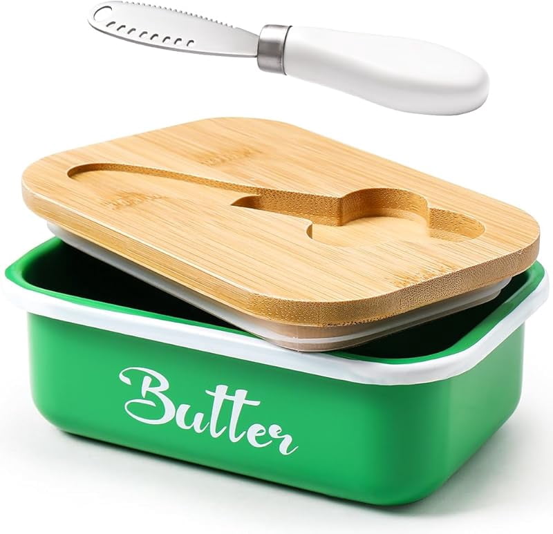 Butter Dish with Lid: Butter Dish for Countertop- Metal Butter Keeper ...