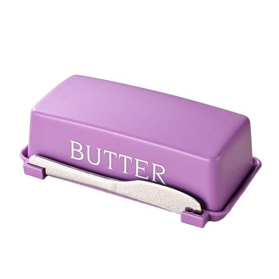 Butter Dish with Lid, Butter Dish with Lid for Countertop, Butter Tray, Kitchen Butter Keeper, Butter Container, Butter Holder, Holds 1 Stick, Microwave and Dishwasher Safe, 6.88x3.26 Inch, Purple
