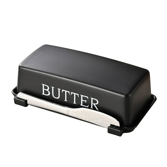 Butter Dish with Lid, Butter Dish with Lid for Countertop, Butter Tray, Kitchen Butter Keeper, Butter Container, Butter Holder, Holds 1 Stick, Microwave and Dishwasher Safe, 6.88x3.26 Inch, Black