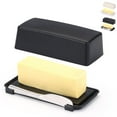 thumbnail image 1 of Butter Dish with Lid for Countertop, Jeaker Black Butter Crock with Stainless Steel Multipurpose Butter Knife, Butter Container, Kitchen Gift for Wife, Mother, 1 of 8