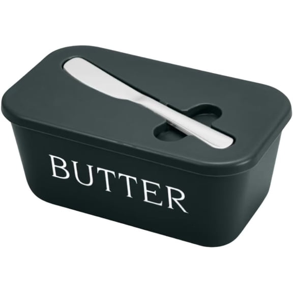 Butter Box with Lid and Knife, Food Grade Plastic Butter Holder with Lid for Countertop, Dark Green Dishwasher Safe Butter Storage Container