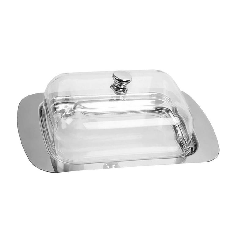 Clear Glass Covered Butter Holder Lid Dish Keeper Farmhouse Home Kitchen Decor Clear Glass Covered Butter Holder Lid Dish Keeper Farmhouse Home Kitchen Decor