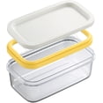 thumbnail image 1 of Butter Dish with Lid, Plastic Rectangle Butter Keeper with Cutter for Easy Cutting and Storage, Butter Container Butter Box Case for Countertop or Fridge, 1 of 4