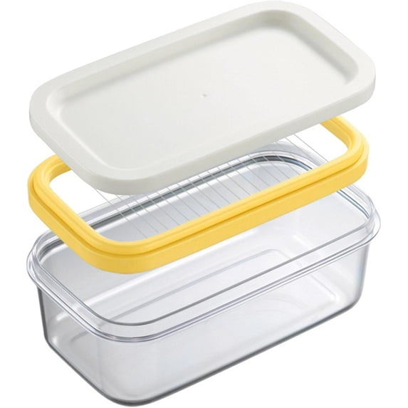 Butter Dish with Lid, Plastic Rectangle Butter Keeper with Cutter for Easy Cutting and Storage, Butter Container Butter Box Case for Countertop or Fridge