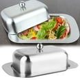 thumbnail image 1 of Butter Dish with Lid of Stainless Steel, Serving Dish for Butter, Cream Cheese & Small Fruits, Stainless Tray, Butter Dish for Refrigerator & Countertop, 1 of 8