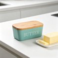 thumbnail image 1 of Butter Dish with Lid,Butter Keeper with Thick Wood Lid,Large Ceramic Butter Container, Kitchen Decor and Accessories for Kitchen Gifts, 1 of 6