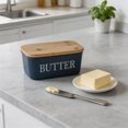 thumbnail image 1 of Butter Dish with Lid,Butter Keeper with Thick Wood Lid,Large Ceramic Butter Container, Kitchen Decor and Accessories for Kitchen Gifts, 1 of 6