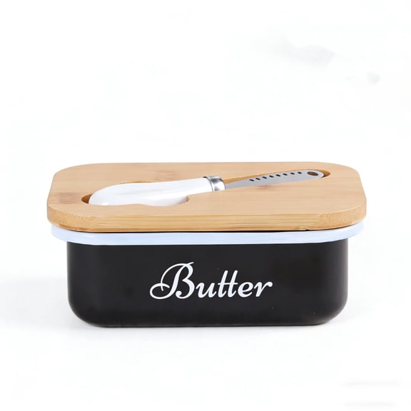 Butter Dish with Lid and Butter Curler Knife - Unbreakable Stainless Steel Keeper Container with Double Silicone Sealing, for Kitchen Farmhouse Decor