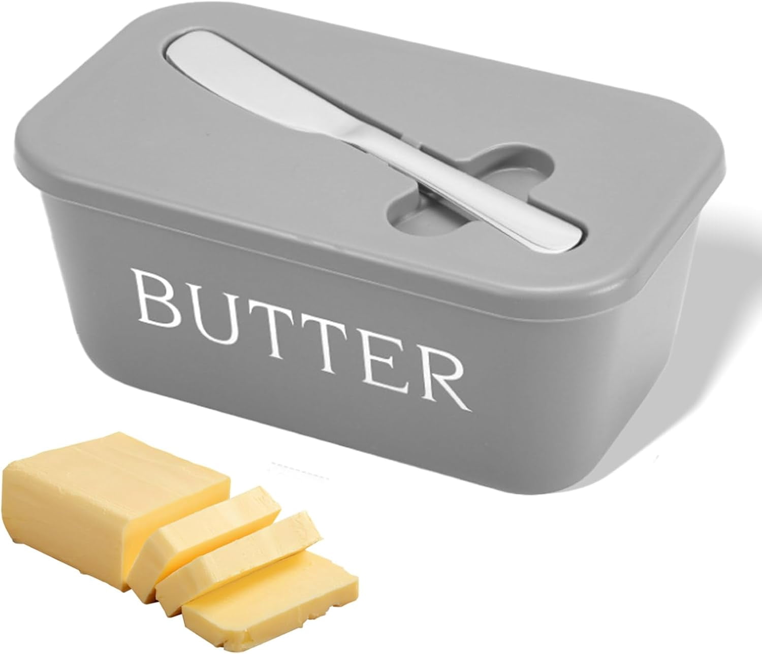 Butter Dish with Lid and Knife, Airtight Covered Plastic Butter ...