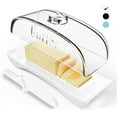 thumbnail image 1 of Butter Dish with Lid and Knife BPA Free,KJRIVER Plastic Butter Container for Countertop Easy Grip Handles Dishwasher and Freezer Safe-White Color, 1 of 6