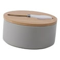 thumbnail image 1 of Butter Dish with Lid and for Countertop, Round Ceramic Butterdish, Cheese Holder, Counter Butter Saver Container Box Gray, 1 of 8