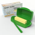 thumbnail image 1 of Soul Creat Butter Dish with Lid, Flip Top Plastic Butter Dish with Spreader, Green, 1 of 7