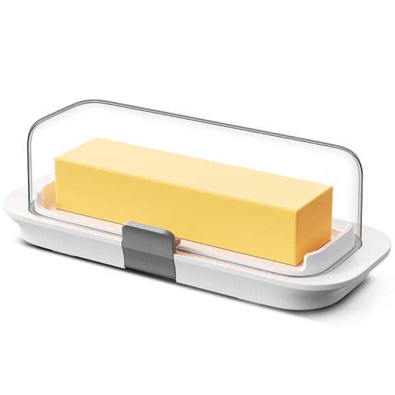 Butter Dish with Lid for Countertop and Refrigerator Door Shelf, Airtight Butter Keeper Container, Locking Butter Holder